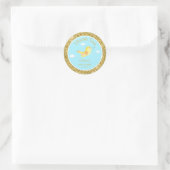*~* Yellow Birdie Sky Cloud Baby shower Dank u Ronde Sticker (Tas)