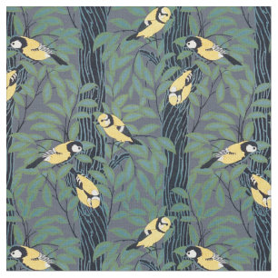 Yellow Birds in Trees Pattern Stof