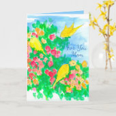 Yellow Birds Waterverf Flowers Happy Moederdag Kaart (Gele Bloem)