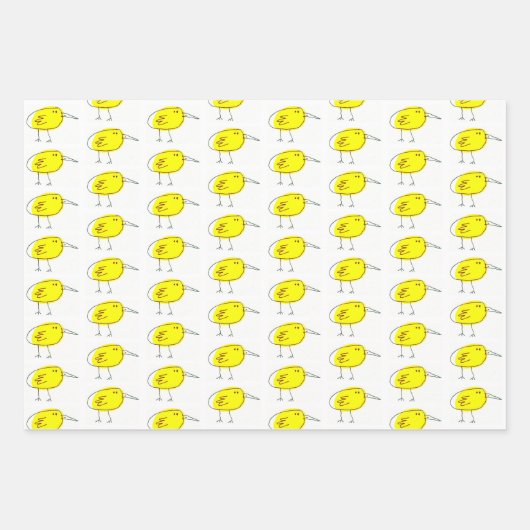 Yellow Birds Wrapping Paper Flat Sheet Set of 3 (Voorkant 2)
