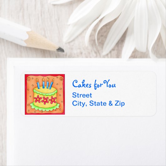 Yellow Birthday Cake Return Label (Insitu)
