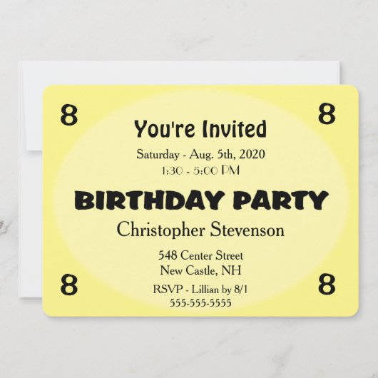 Yellow Birthday Invitation Kaart (Voorkant)