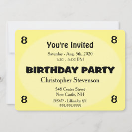 Yellow Birthday Invitation Kaart