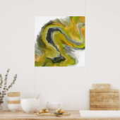 Yellow & Black Abstract Painting Poster (Keuken)