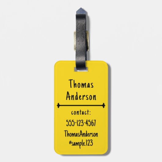 Yellow, Black and Gray Color Combination Bagagelabel (Achterkant verticaal)