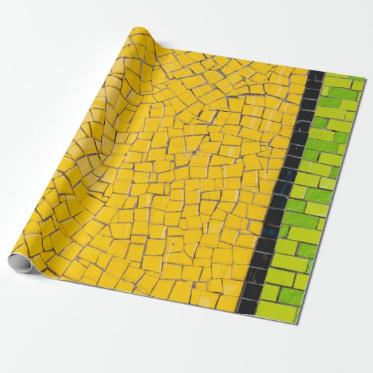 Yellow, black, and green brick wall planning cadeaupapier (Uitgerold)