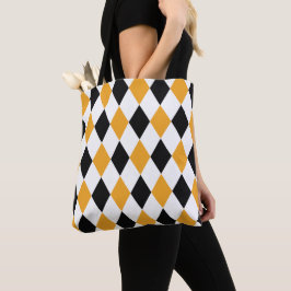 Yellow Black Argyle Canvas tas