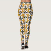 Yellow Black Baroque Fleur-de-lis Pattern Design  Leggings (Achterkant)