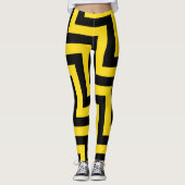 Yellow Black Chevron Geometric Dagonal Stripes Leggings (Voorkant)