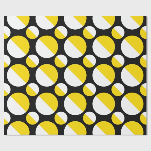 Yellow Black Circle Cadeaupapier (Vlak)