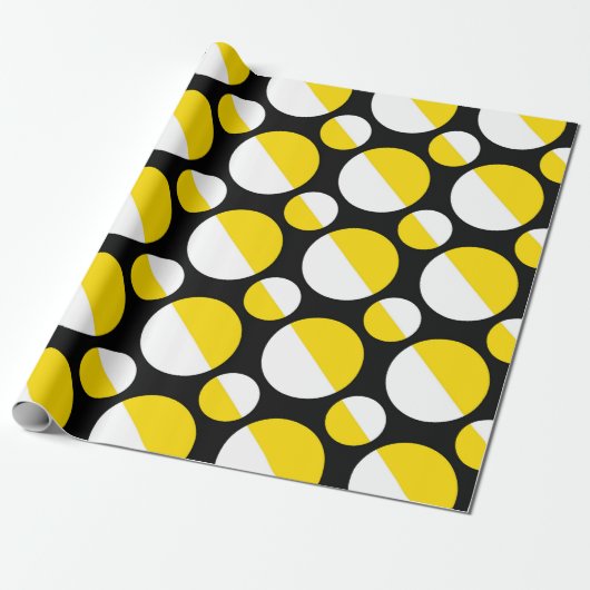 Yellow Black Circle Cadeaupapier (Uitgerold)
