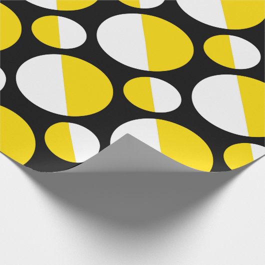 Yellow Black Circle Cadeaupapier (Hoek)