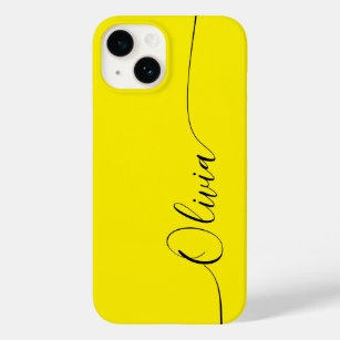 Yellow Black Elegant Calligraphy Script Name Case-Mate iPhone 14 Hoesje