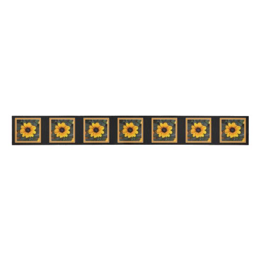 Yellow Black Eyed Susan Flower Ribbon Grosgrain Lint (Voorkant)