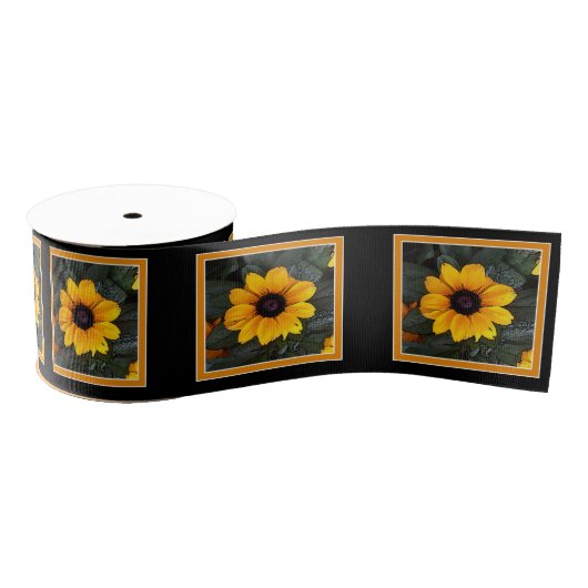 Yellow Black Eyed Susan Flower Ribbon Grosgrain Lint (Spoel)