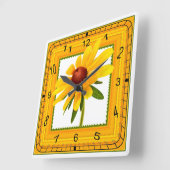Yellow Black-Eyed Susan in Square Lijst Vierkante Klok (Hoek)
