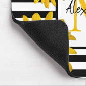 Yellow Black-Eyed Susan Monogram Black Stripe Muismat (Hoek)