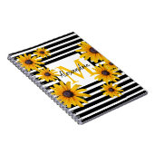 Yellow Black-Eyed Susan Monogram Black Stripe Notitieboek (Rechterzijde)