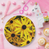 Yellow Black Eyed Susans Floral Papieren Bordje (Feest)