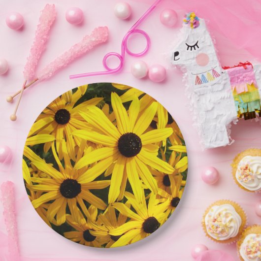 Yellow Black Eyed Susans Floral Papieren Bordje (Feest)