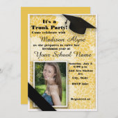 Yellow Black Floral Trunk College Foto Kaart (Voorkant / Achterkant)