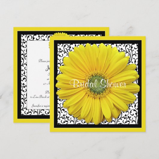 Yellow Black Gerber Daisy Bridal Shower Kaart (Voorkant / Achterkant)