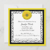 Yellow Black Gerber Daisy Bridal Shower Kaart (Achterkant)