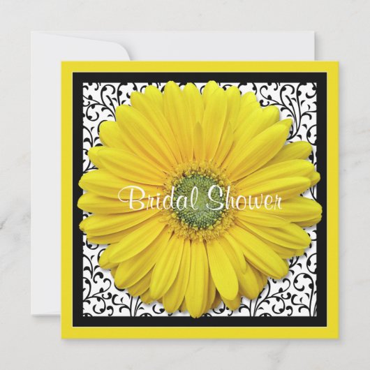 Yellow Black Gerber Daisy Bridal Shower Kaart (Voorkant)