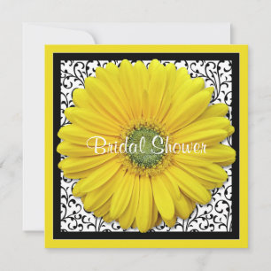 Yellow Black Gerber Daisy Bridal Shower Kaart