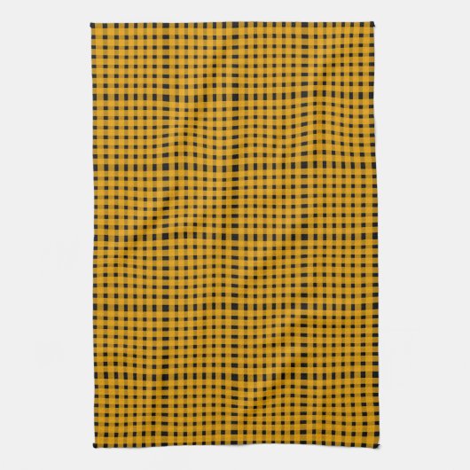 Yellow Black Gingham Pattern Theedoek (Verticaal)