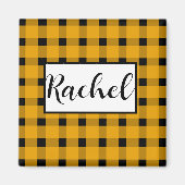 Yellow Black Gingham Persoonlijk Magneet (Voorkant)
