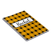 Yellow Black Gingham Persoonlijk Notitieboek (Rechterzijde)