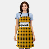 Yellow Black Gingham Persoonlijk Schort (Gedragen)