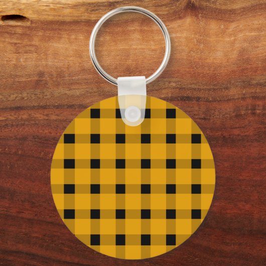 Yellow Black Gingham Persoonlijk Sleutelhanger (Achterkant)