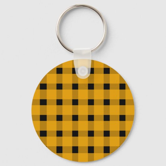 Yellow Black Gingham Persoonlijk Sleutelhanger (Achterkant)