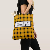 Yellow Black Gingham Persoonlijke Canvas tas (Dichtbij)