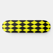 Yellow Black Harlequin Diamonds Checkers Design  Persoonlijk Skateboard (Horizontaal)