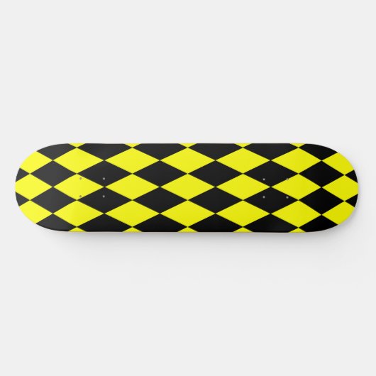 Yellow Black Harlequin Diamonds Checkers Design  Persoonlijk Skateboard (Horizontaal)
