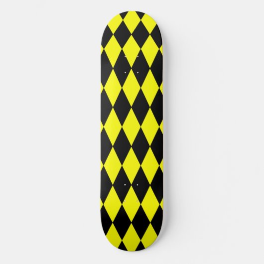 Yellow Black Harlequin Diamonds Checkers Design  Persoonlijk Skateboard (Voorkant)