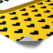 Yellow Black Hearts Theme Vrijgezellenfeest B01 Poster (Hoek)