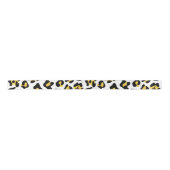 Yellow Black Leopard Animal Print Patroon Satijnen Lint (Voorkant)