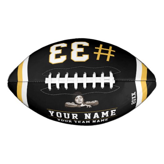 Yellow Black Name Number Team foto American Football (Voorkant)