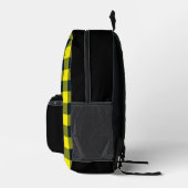 Yellow Black Plaid Pattern Bedrukte Rugzak (Rechts)
