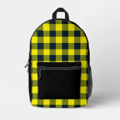 Yellow Black Plaid Pattern Bedrukte Rugzak (Voorkant)