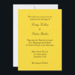 Yellow Black Plain Simple Wedding Invitation Kaart<br><div class="desc">producten voor u.</div>