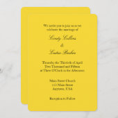 Yellow Black Plain Simple Wedding Invitation Kaart (Voorkant / Achterkant)