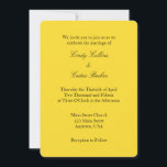Yellow Black Plain Simple Wedding Invitation Kaart<br><div class="desc">Producten die u kunt aanpassen met uw afbeeldingen of tekst.</div>