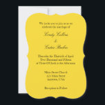 Yellow Black Plain Simple Wedding Invitation Kaart<br><div class="desc">Producten die u kunt aanpassen met uw afbeeldingen of tekst.</div>