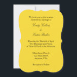 Yellow Black Plain Simple Wedding Invitation Kaart<br><div class="desc">Producten die u kunt aanpassen met uw afbeeldingen of tekst.</div>