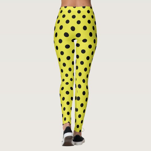 Yellow Black Polka Dot Pattern Leggings (Achterkant)
